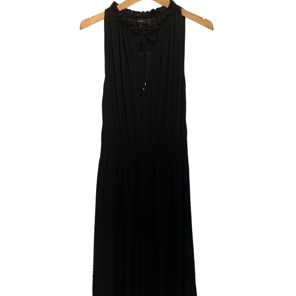 Theory Sleeveless Midi Silk Dress Black